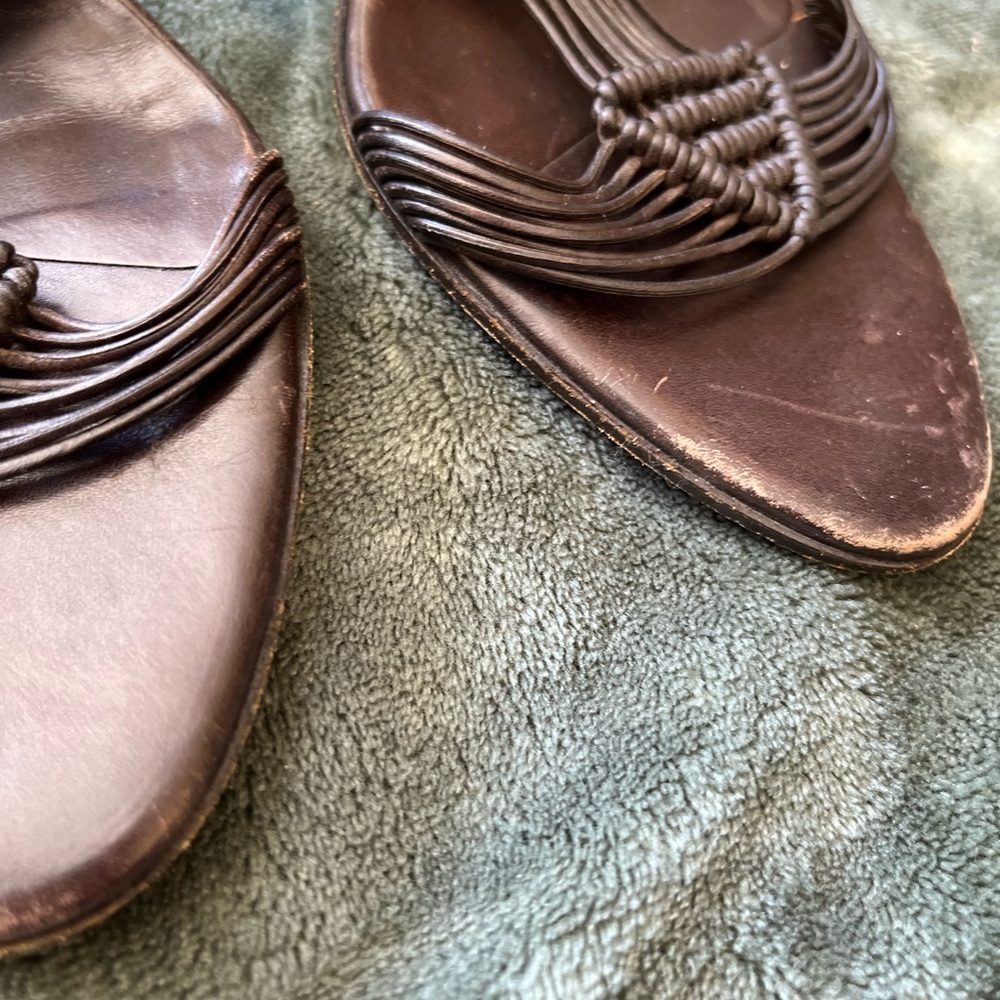 Brown leather summer heels - Picture 4 of 8
